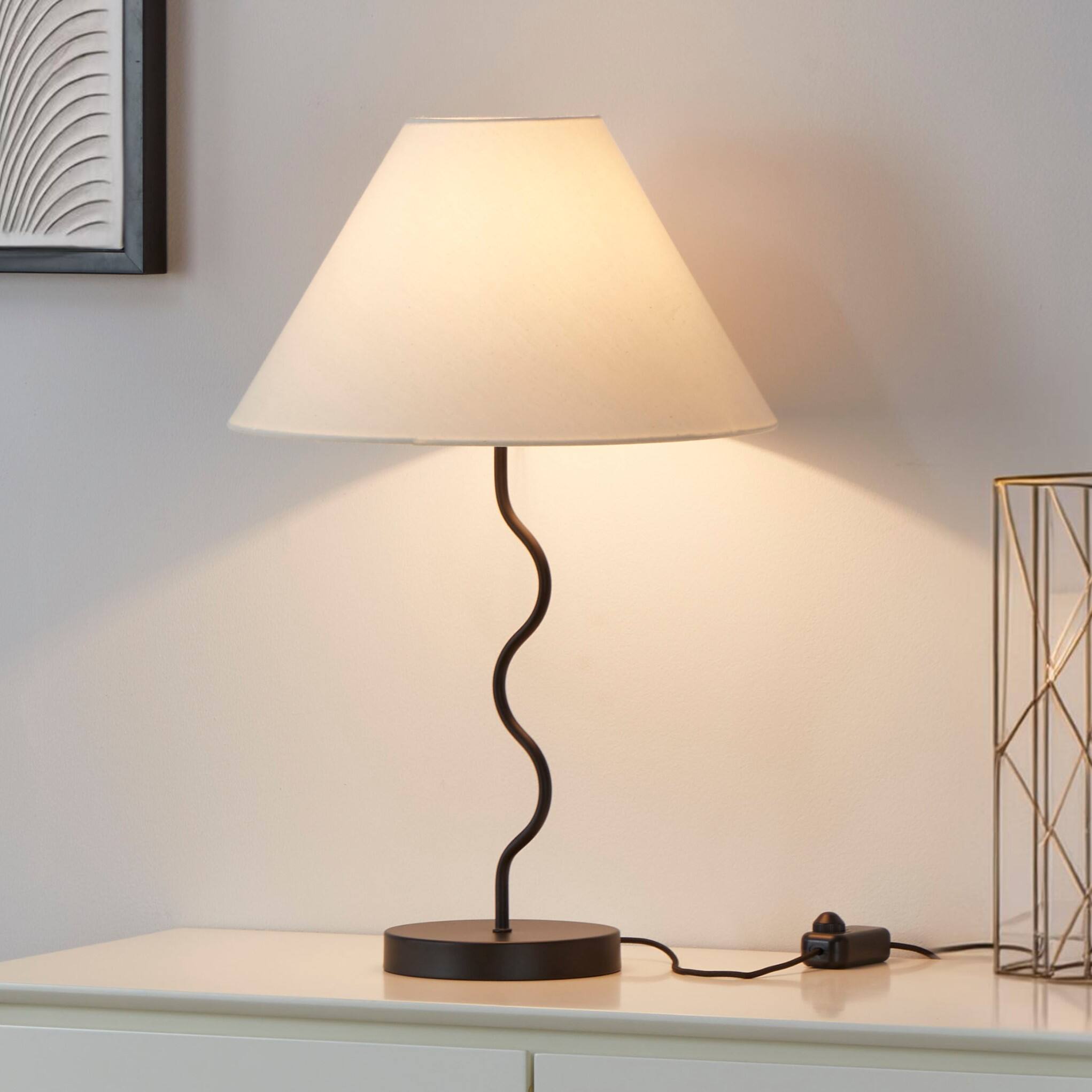 Alt View 7. Brightech - Squiggle LED Midcentury Modern Standing Dimmable Bedside Nightstand Desk Lamp with Ivory White Fabric Empire Shade - Classic Matte Black.