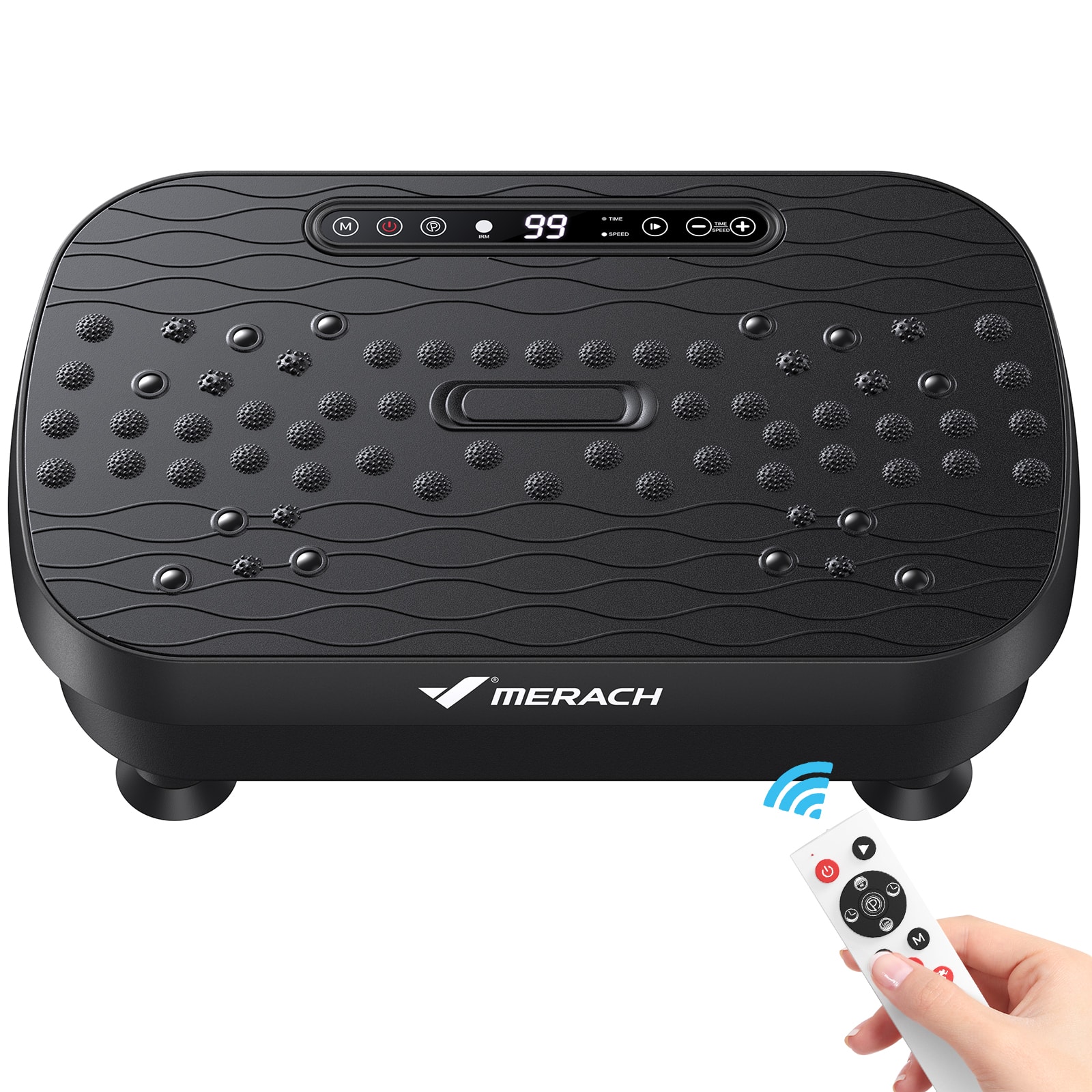 MERACH - Vibration Plate with Dual Massage Modes (shiatsu & magnetic), 99 Speeds, Lymphatic Drainage for Full Body Workout - Black