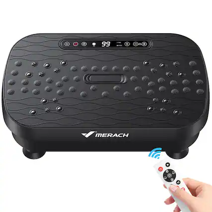 Front. MERACH - MERACH Vibration Plate with Dual Massage Modes (shiatsu & magnetic), 99 Speeds, Lymphatic Drainage for Full Body Workout - Black.