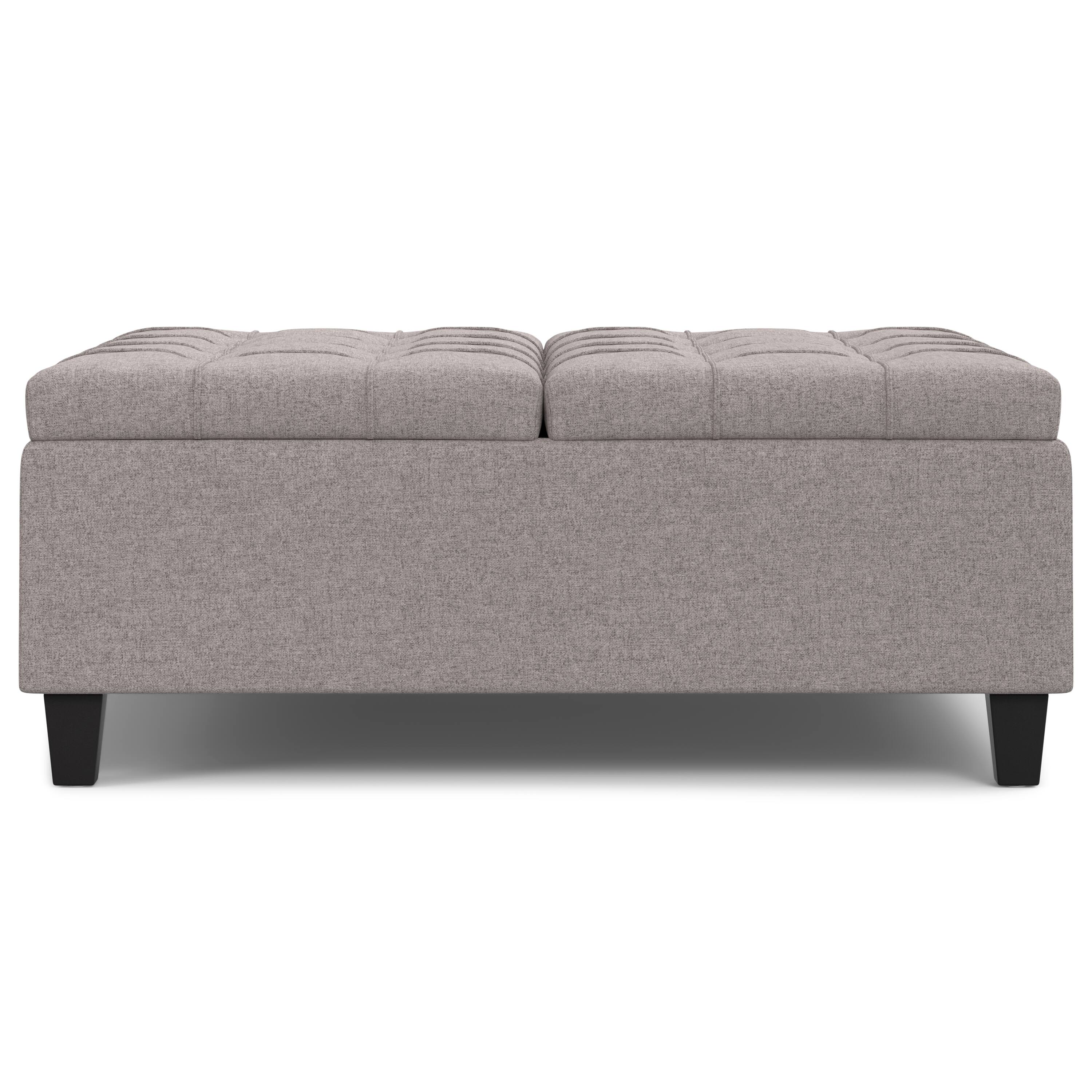 Alt View 12. Simpli Home - Harrison Large Square Coffee Table Storage Ottoman - Cloud Grey.