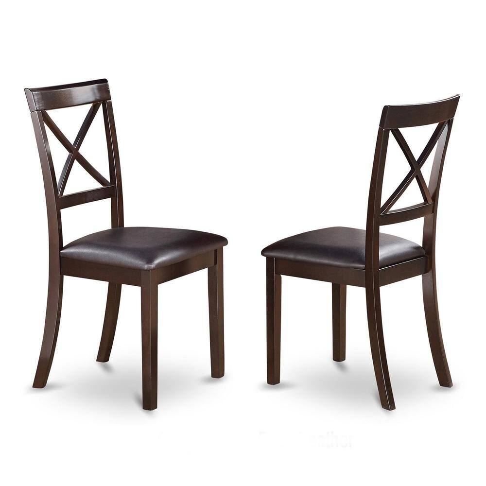 Angle. FurniFact - Elegant Dining Table Set for 6 with Leaf Extension and 6 Chairs - Cappuccino.