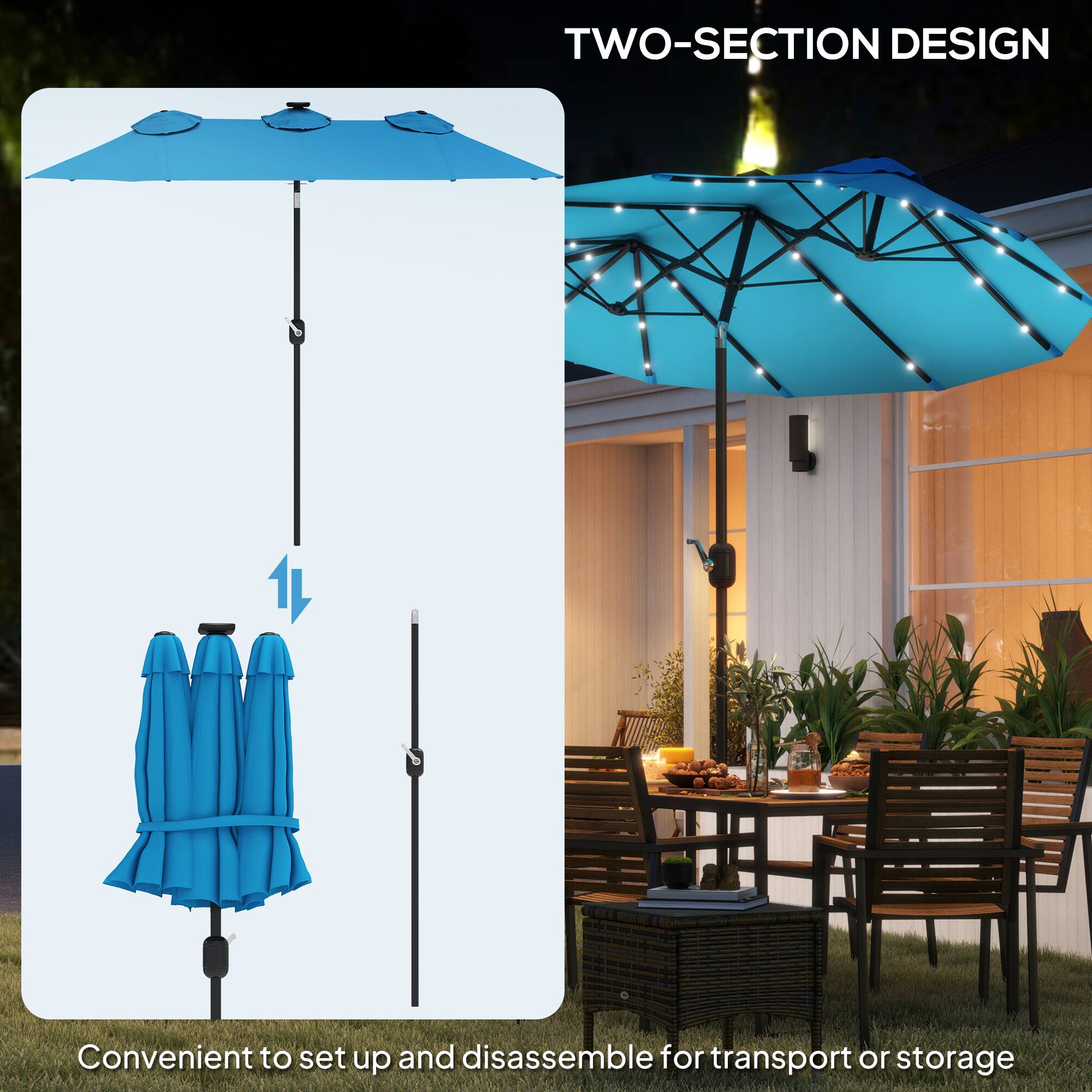 TWO-SECTION DESIGN
Convenient to set up and disassemble for transport or storage