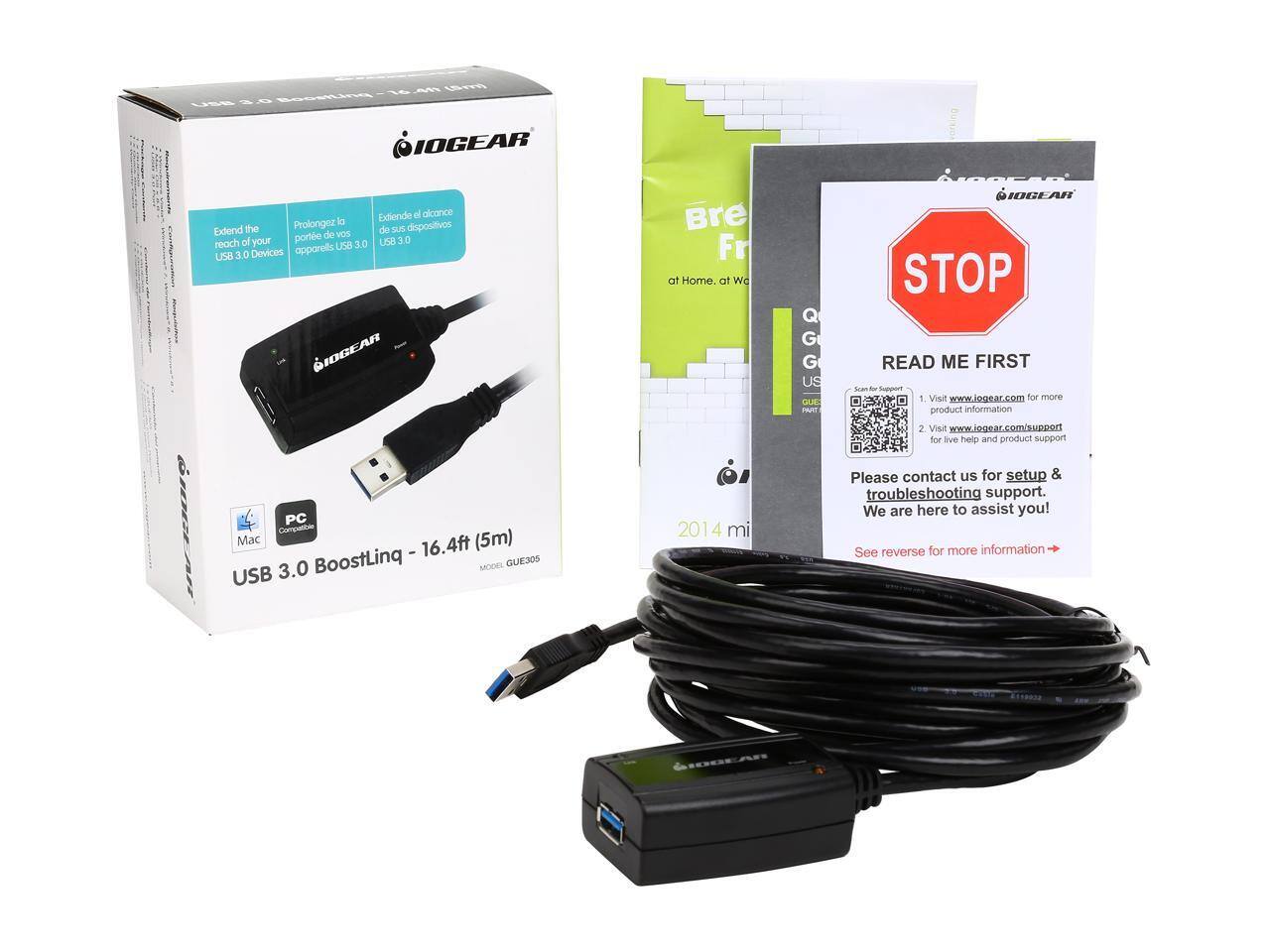 Extend the reach of your USB 3.0 devices. Prolongez la portée de vos appareils USB 3.0. Extiende el alcance de sus dispositivos USB 3.0. USB 3.0 BoostLinq - 16.4ft (5m) MODEL: GUE305

Please visit www.jogear.com for more product information. Visit www.jogear.com/support for live help and product support. Please contact us for setup & troubleshooting support. We are here to assist you! See reverse for more information.