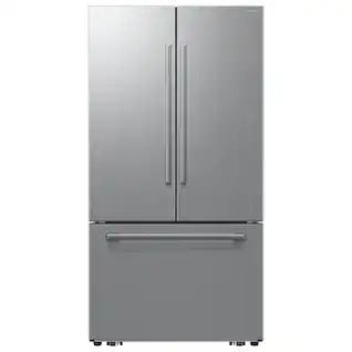 Front. Samsung - 36 in. Wide Bespoke AI 30 cu. ft. 3-Door French Door Refrigerator with Zero Clearance Fit & In-Door Tall Water Dispenser - Stainless Steel.