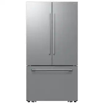 Front. Samsung - 36 in. Wide Bespoke AI 30 cu. ft. 3-Door French Door Refrigerator with Zero Clearance Fit & In-Door Tall Water Dispenser - Stainless Steel.