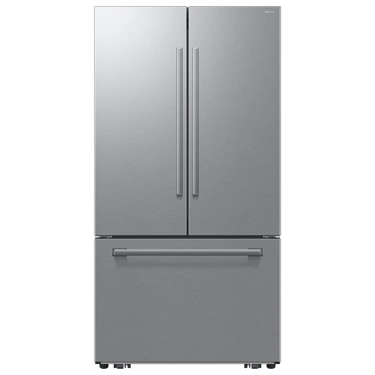 Front. Samsung - Bespoke AI 30 cu. ft. 3-Door French Door Refrigerator with Zero Clearance Fit & In-Door Tall Water Dispenser - Stainless Steel.