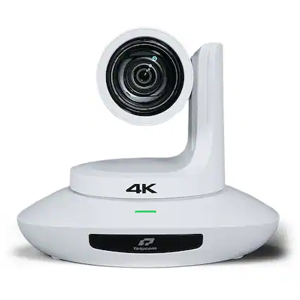 Front. Telycam - Vision+ SE 4K60 PTZ Camera – 12X Optical Zoom, Auto-Tracking, NDI|HX3 / HDMI/USB Type-C, Freed, PoE+ - White.