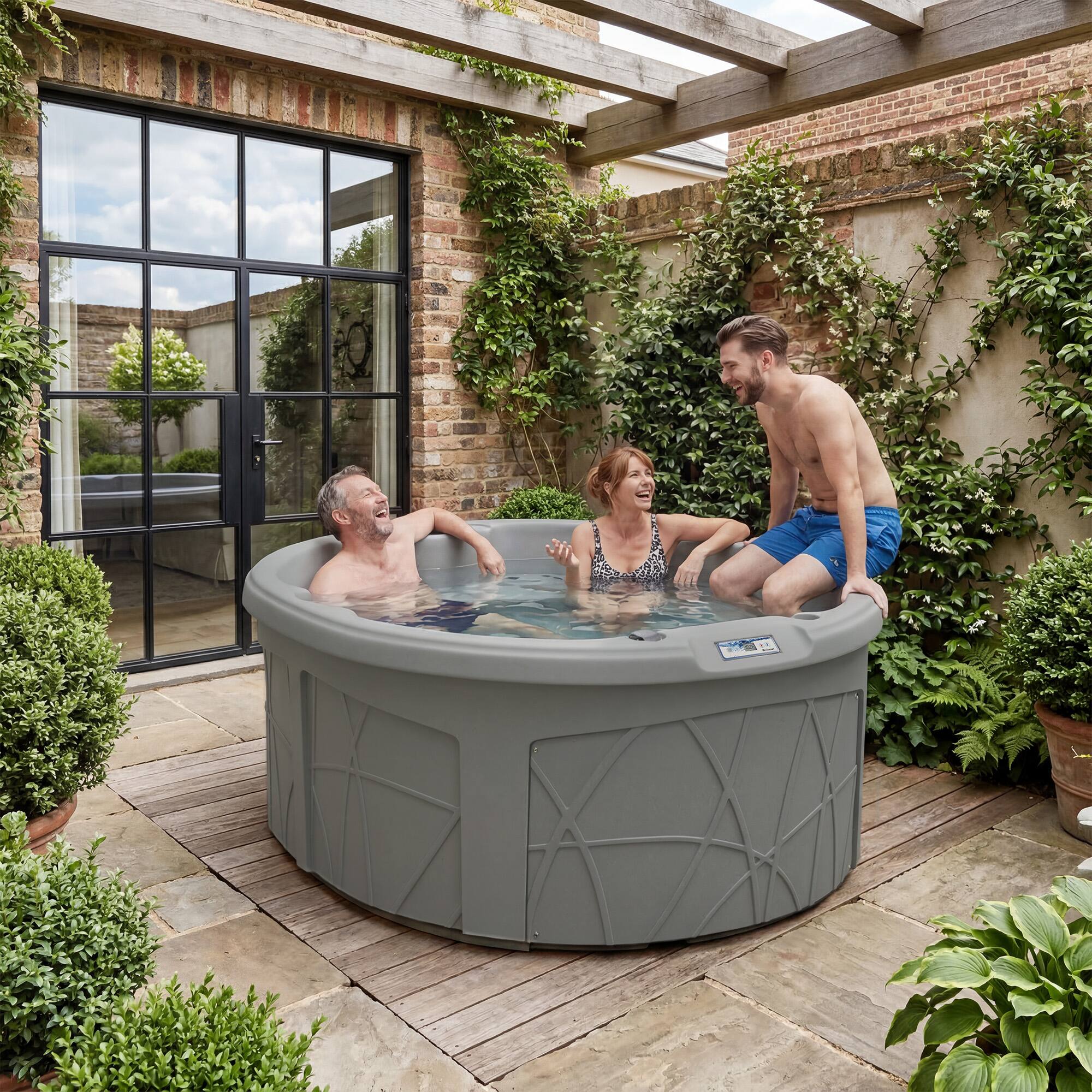 Alt View 8. Lifesmart - LifeSmart Key Largo Hot Tub Spa with 110 Volt Plug and Play and LED Light, Taupe - Taupe - Circular.