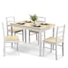 Front. Costway - 5-Piece Dining Set Solid Wood Kitchen Furniture with Rectangular Table & 4 Chairs Natural - Natural.