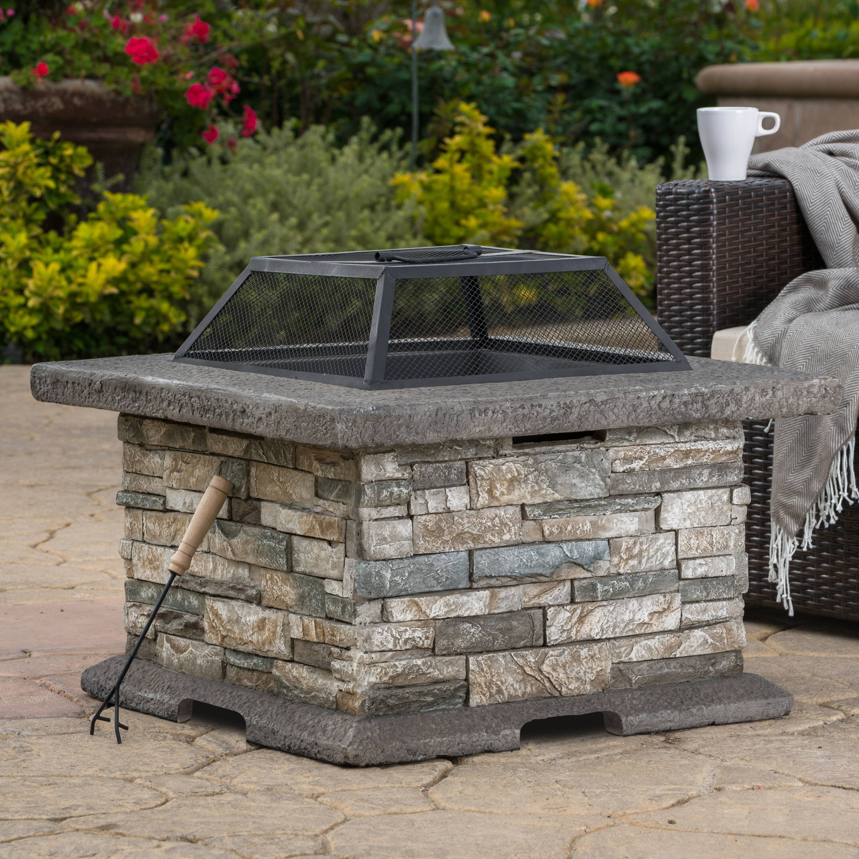 Angle. Mondawe - 28" Square MgO Fire Pit - Gray.
