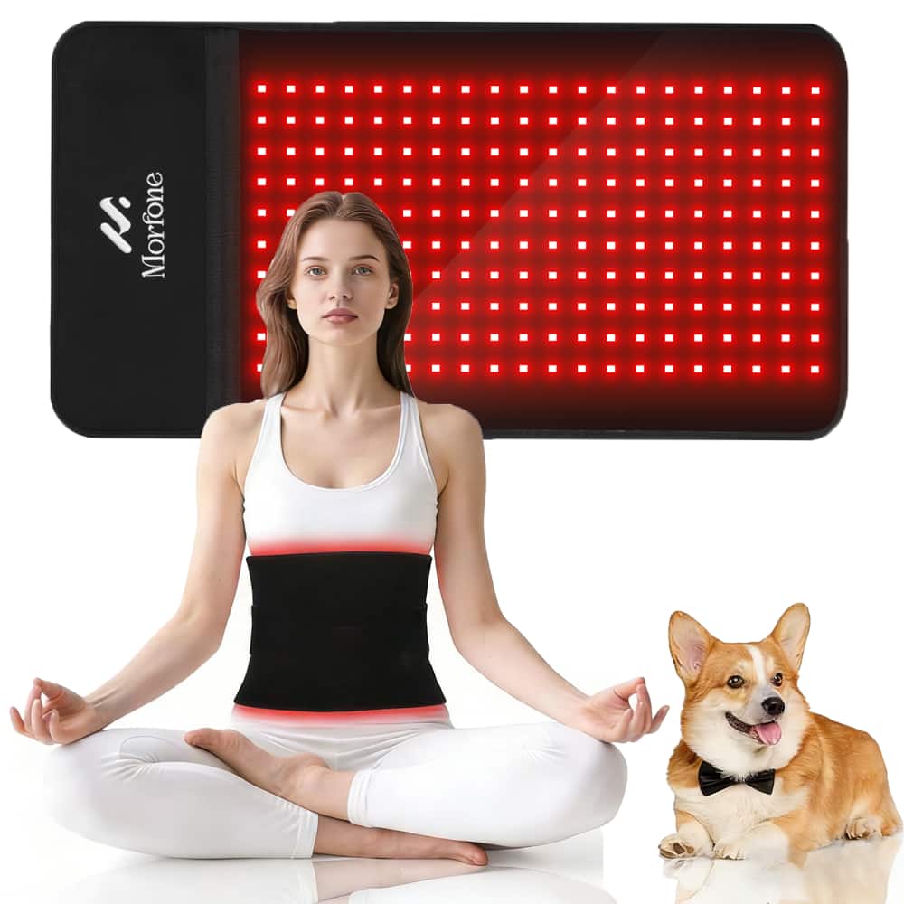 Morfone - 200 Bulbs Wireless Red Light Infrared Therapy Pad Timed Portable Therapy Pad Relieves Back Shoulder and Knee Pain