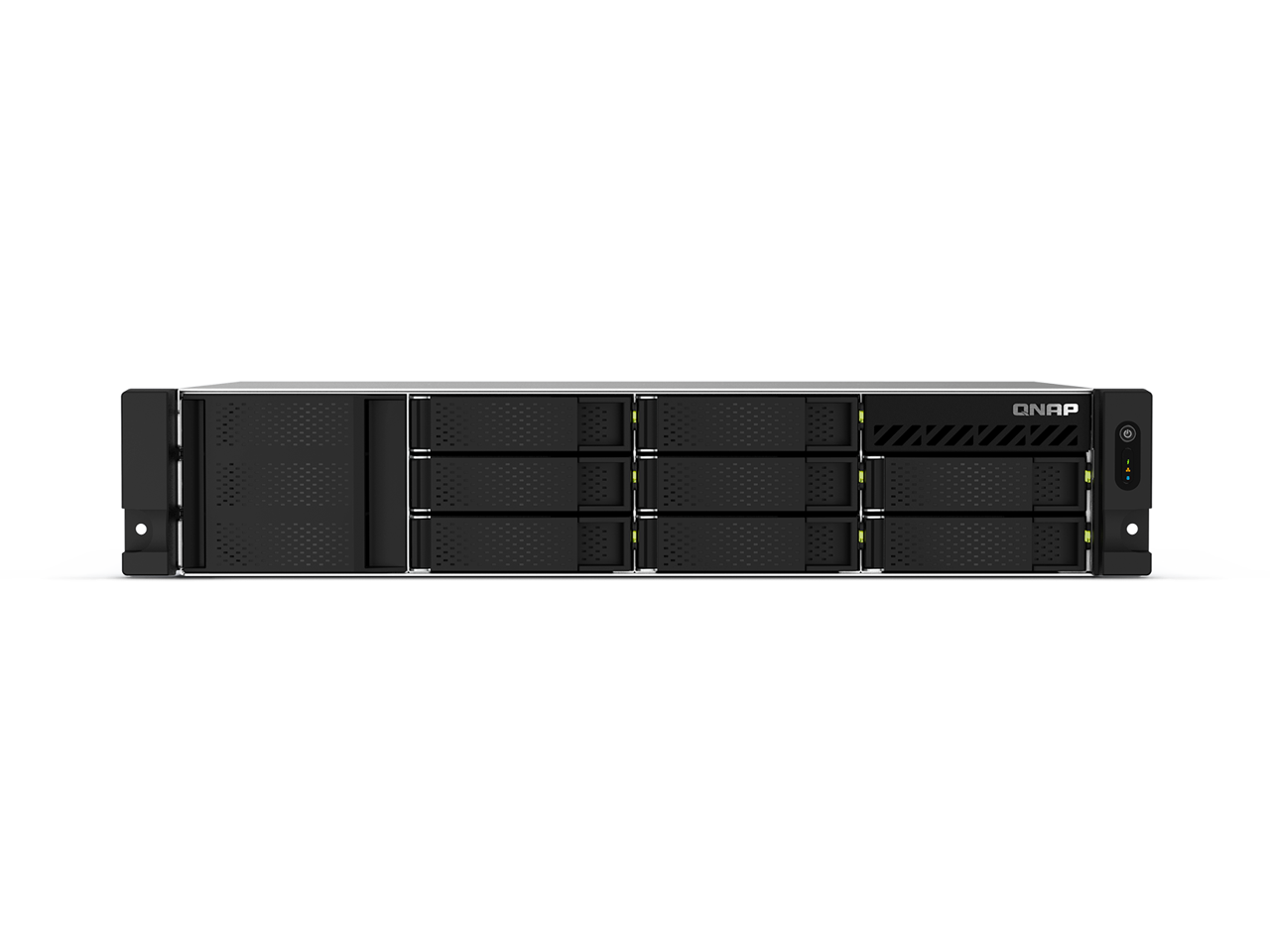 Front. QNAP - QNAP 2U 8-Bay Short Depth Rackmount NAS - Intel Celeron N5095 - 8GB Ram - Redundant PSU  TS-864EU-RP-8G.