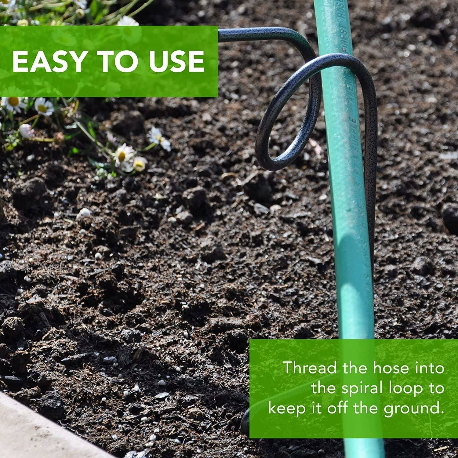 EASY TO USE

Thread the hose into the spiral loop to keep it off the ground.