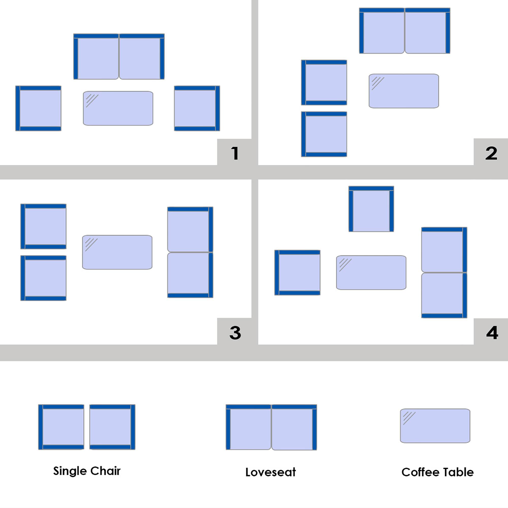1 2 3 4 Single Chair Loveseat Coffee Table