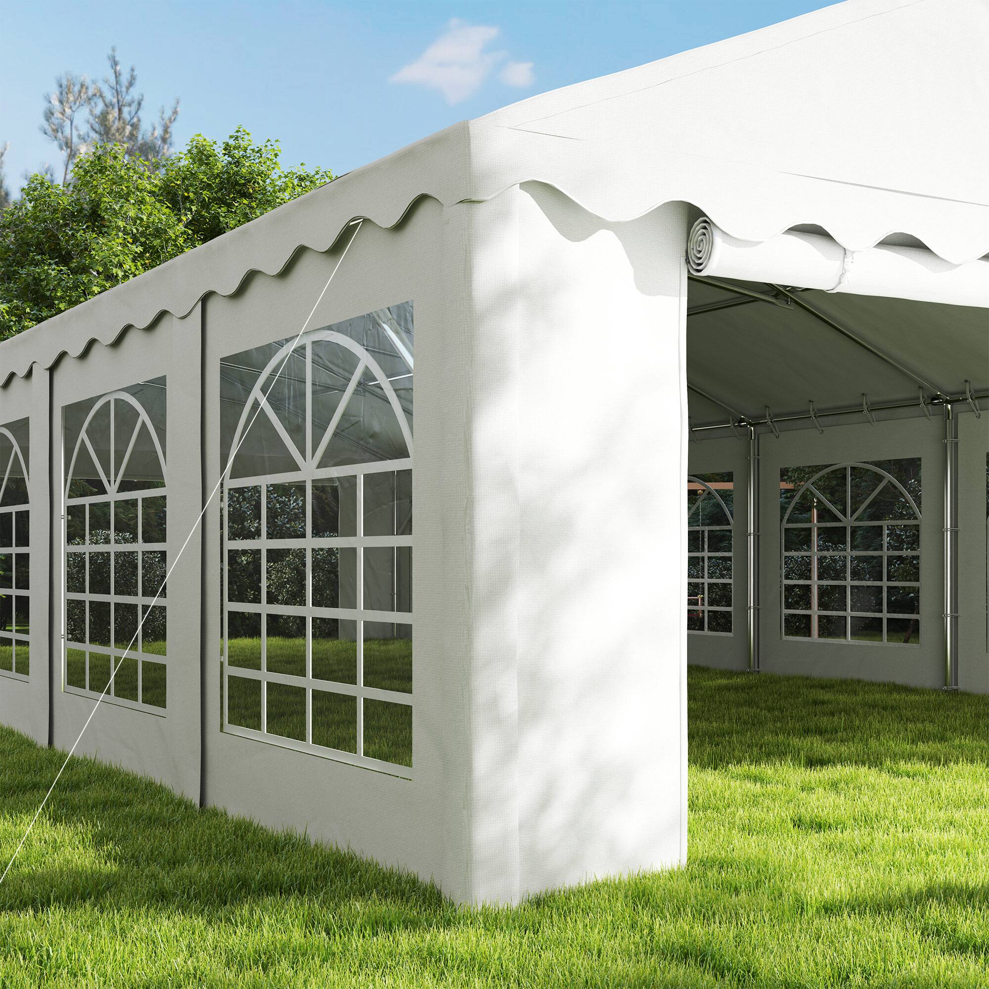 Alt View 8. Outsunny - 20' x 40' Heavy Duty Party Tent, Galvanized Outdoor Canopy Tent Large Event Shelter with Removable Sidewalls - White.