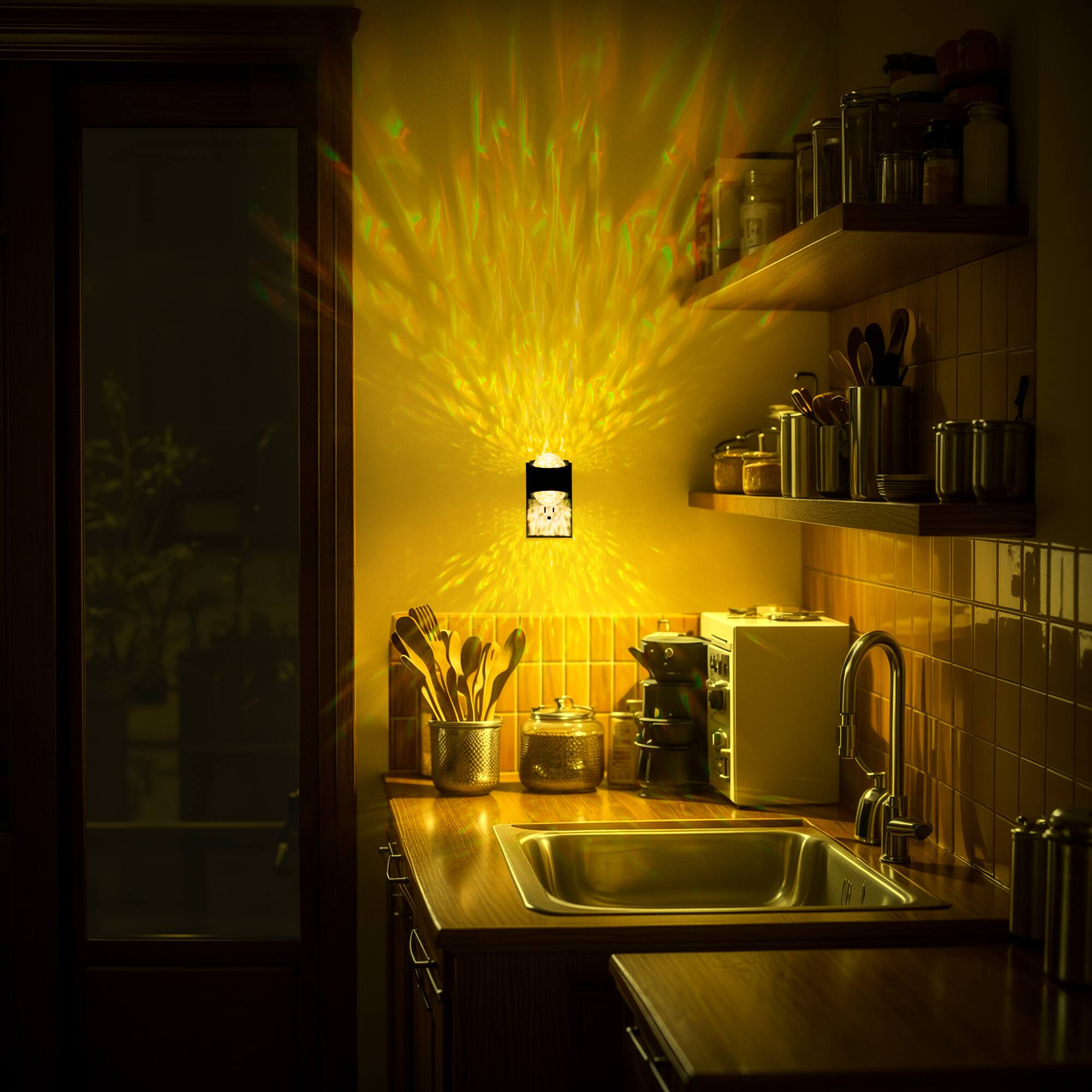 Alt View 2. Jandcase - JANDCASE 2-Pack 2W Plug-in Night Light, RGB Color Changing with  Diamond Lens, Color Memory, Dusk-to-Dawn Sensor - Black.
