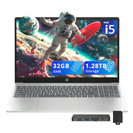 HP - Pavilion 15.6" FHD Laptop,Intel i5-1235U,32GB RAM,1TB SSD+288GB Docking Station,Iris Xe Graphics,Win 11 - Silver