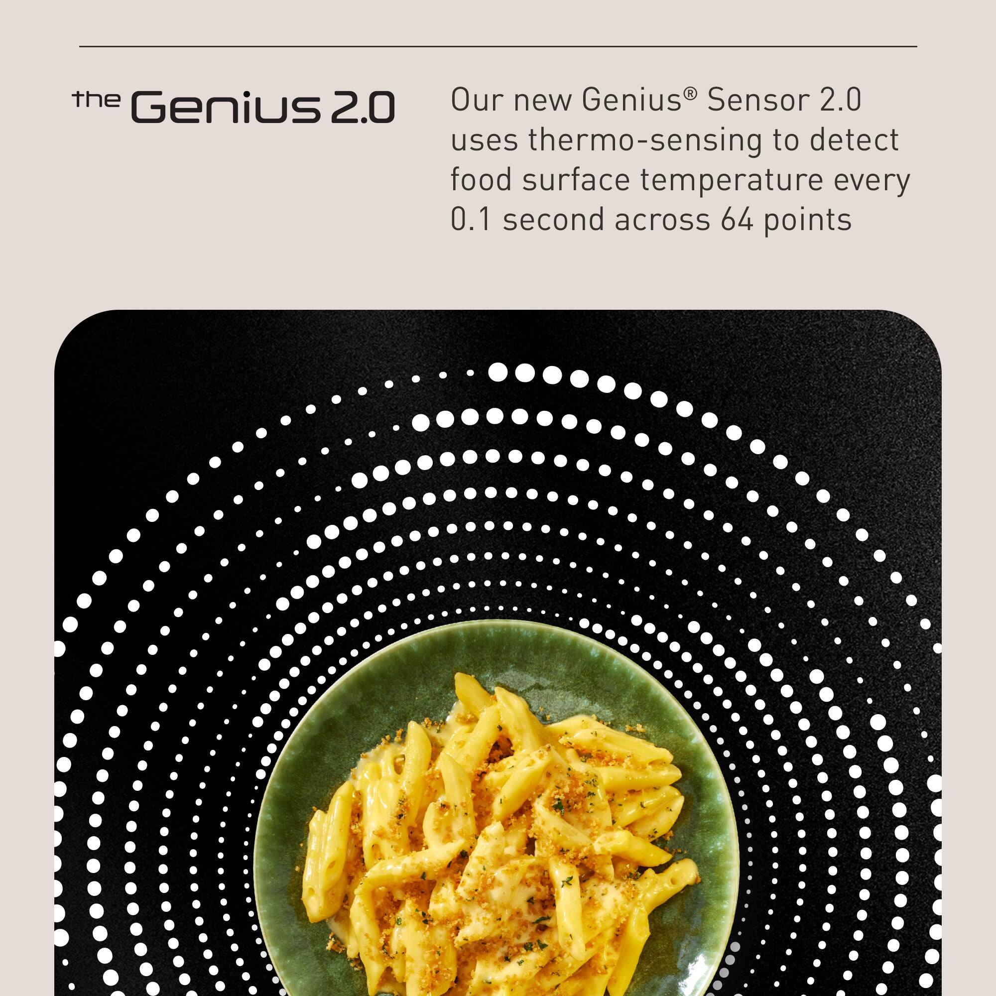 the Genius 2.0  
Our new Genius® Sensor 2.0 uses thermo-sensing to detect food surface temperature every 0.1 second across 64 points