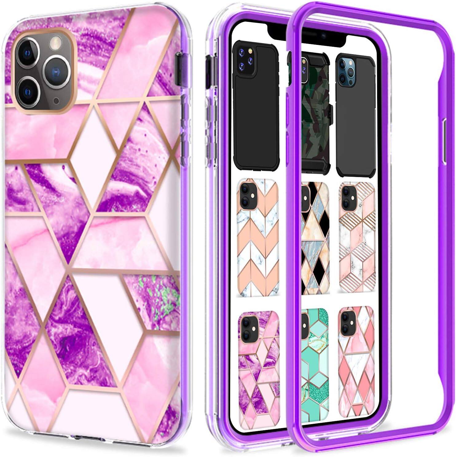 Front. DuraSafe Cases - iPhone 11 PRO Max - 6.5" Lightweight Embedded Print Slim Phone Case - Purple Marble.