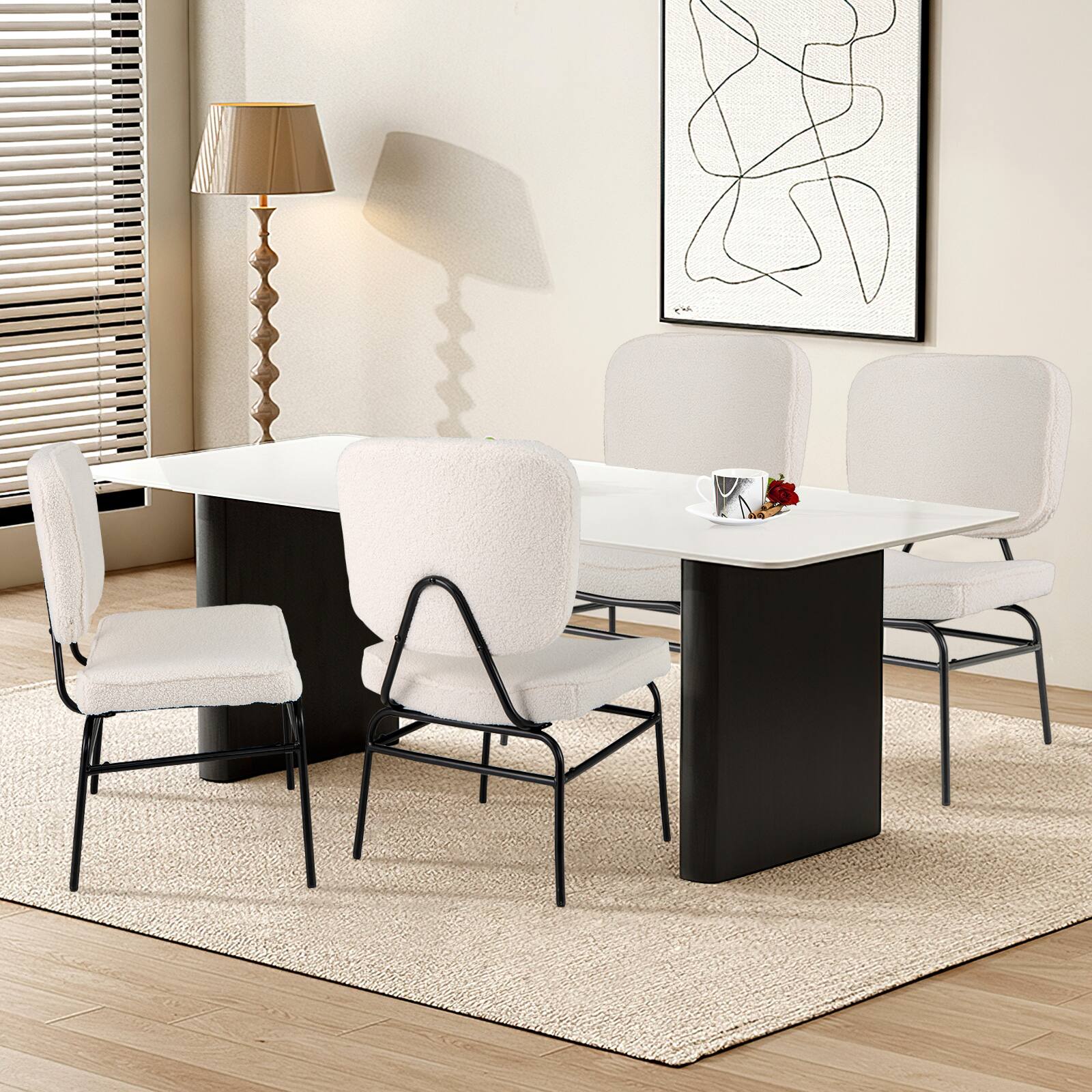 Alt View 2. SlickBlue - Cozy Sherpa Reading Chair with Upholstered Seat and Plush Sponge Cushion - Beige.