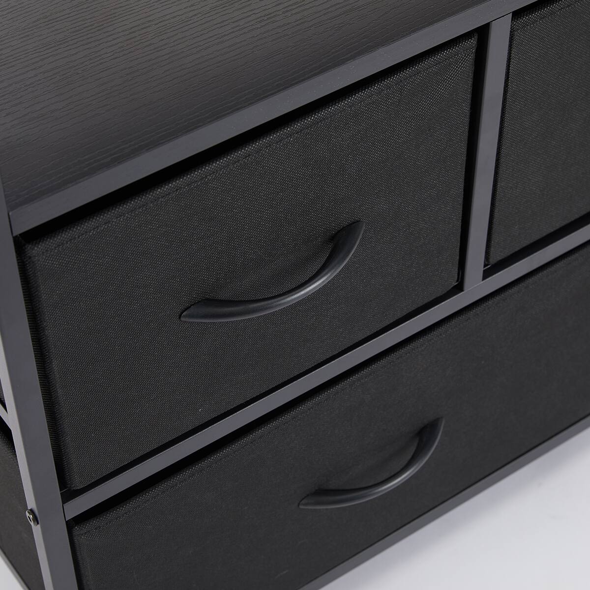 Back. Bestier - 5 Drawer 38 in.W Fabric Storage Tower Dresser Wooden Top Without mirror for Living Room, Closet, Entryway, Nursery - Black.