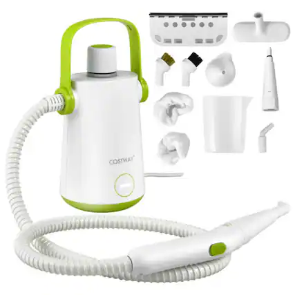 Front. LUCKY ONE - 1000W Handheld Steam Cleaner with 10 Accessories & 12 Min Steam - Green.