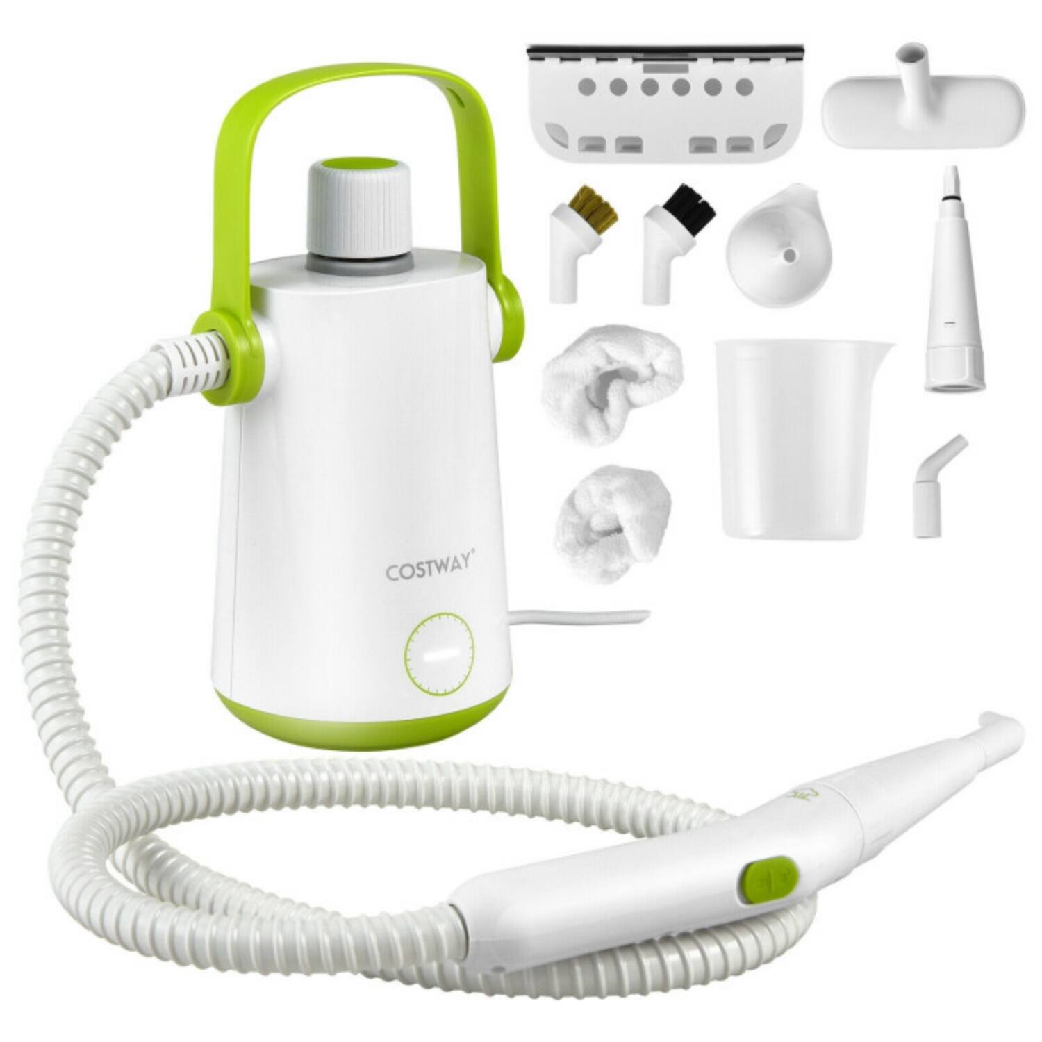 Front. LUCKY ONE - 1000W Handheld Steam Cleaner with 10 Accessories & 12 Min Steam - Green.