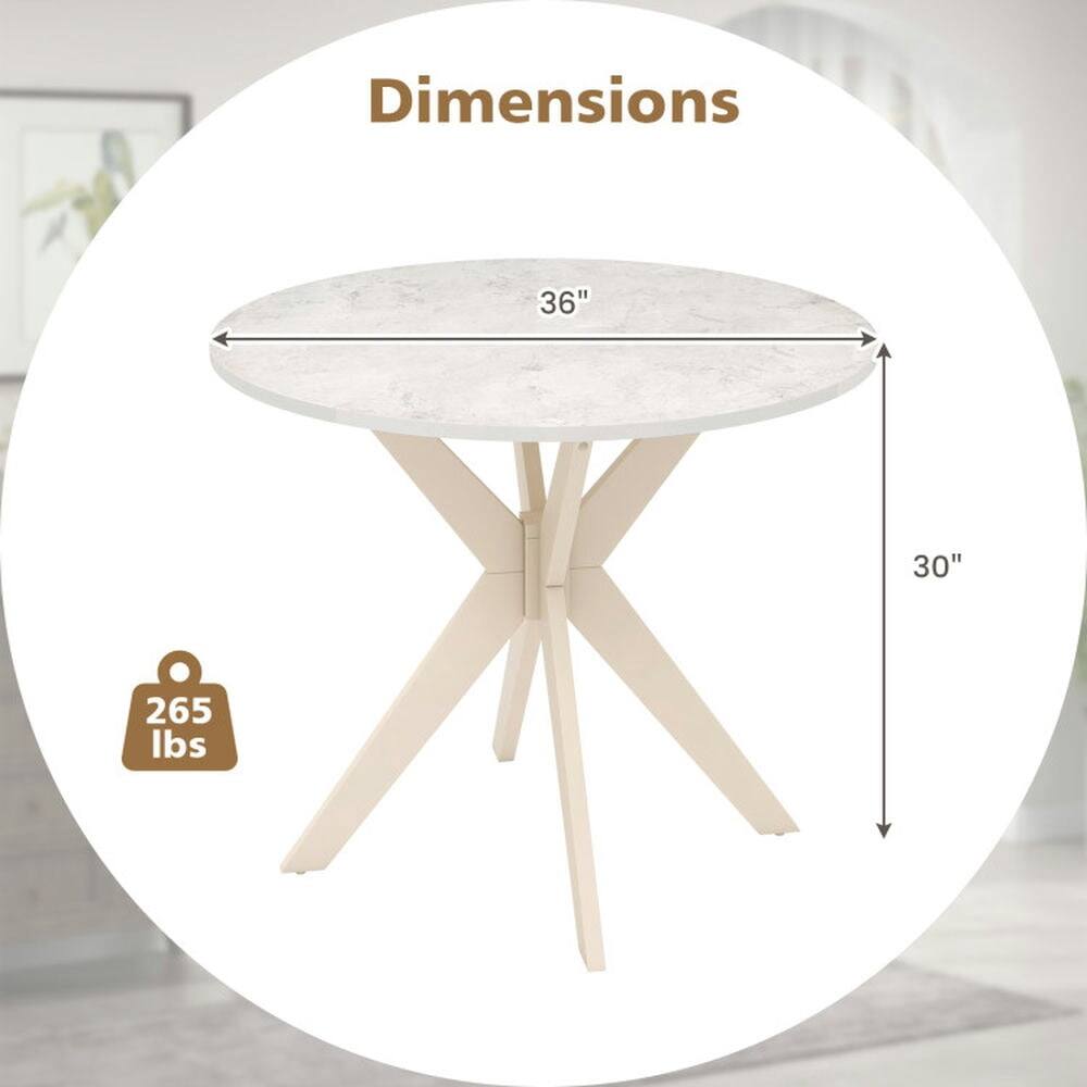 Pefilos 36 Inch Mid Century Modern Kitchen Table with Faux Marble ...