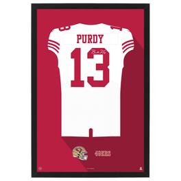 Sporticulture - Brock Purdy San Francisco 49ers Away Jersey Framed Art Print - White