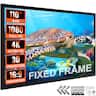 VEVOR - Projector Screen Fixed Frame 110inch Diagonal 16:9 4K HD Movie with Aluminum Frame Projector Screen Wall Mounted - Black, White