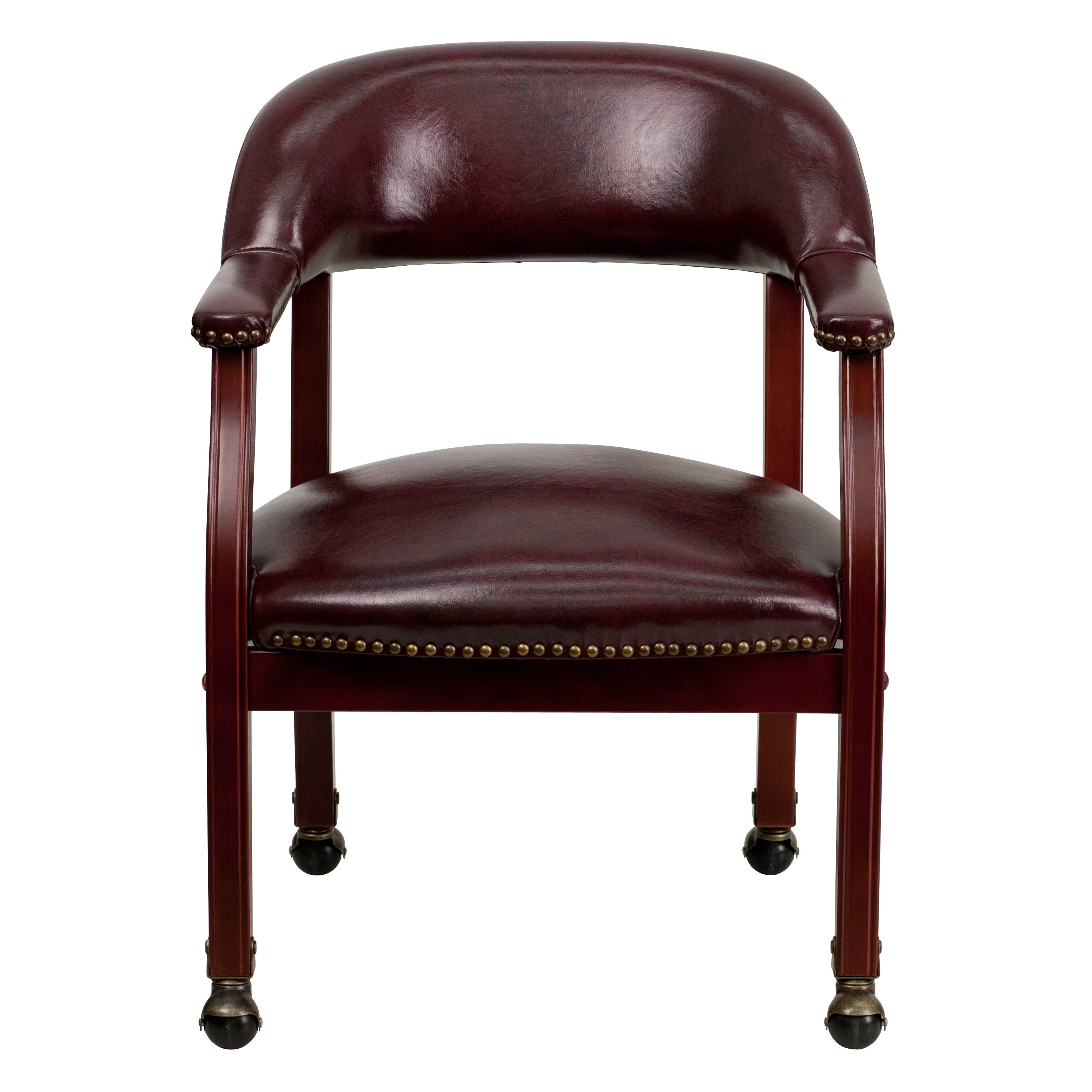 Alt View 7. Emma + Oliver - Conference Chair with Accent Nail Trim  and Casters - Oxblood Vinyl.