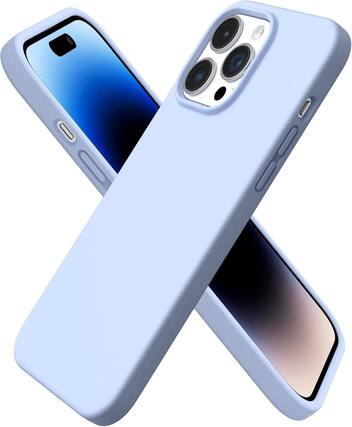 Front. Ornarto - ORNARTO Designed for iPhone 14 Pro Max Case 6.7", Slim Liquid Silicone Full Covered Protective Cover-Baby Blue - Baby Blue.