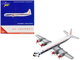 GeminiJets - Lockheed L-188 Electra Commercial Aircraft Eastern Air Lines Stripes 1/400 Diecast Model Airplane - White with Dark Blue