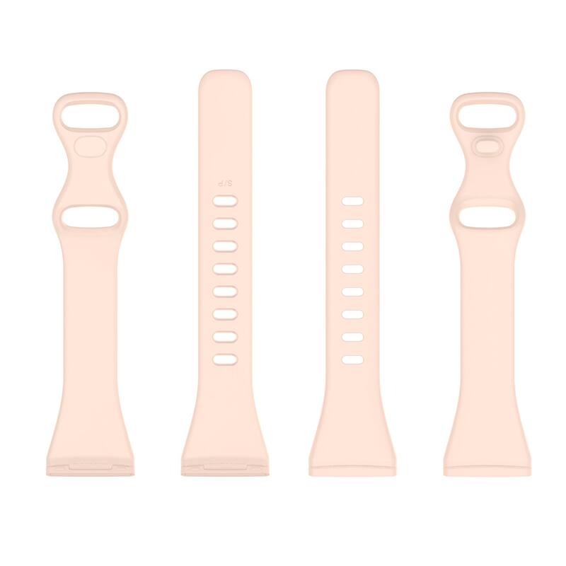 Left. StrapsCo - Slim Active Strap Silicone Rubber Watch Band For Fitbit Sense 2 (Short-Medium) - Pink.