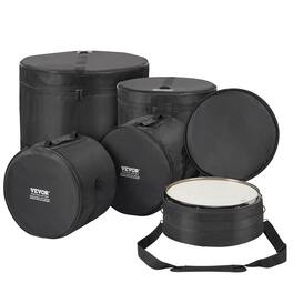 VEVOR - 5-Piece Drum Bag Kit, Durable 1680D Oxford Material, Cushioned Cases with 1.5m Removable Shoulder Strap - Black
