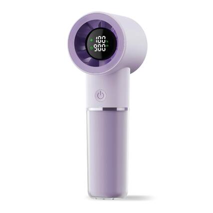 Front. PRIMEPLUS - Handheld Portable Fan 6Speed, 5000mAh Rechargeable 15H, Pocket Turbo Fan with LED Display for Travel Camping Makeup Gift - Purple.