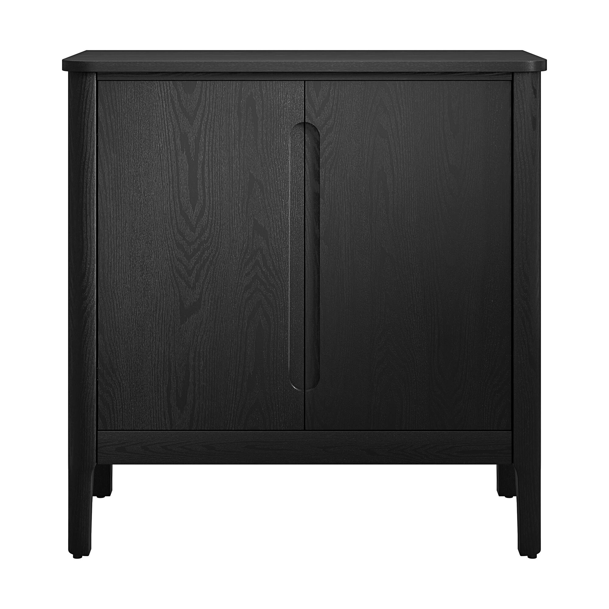 Angle. Hudson&Canal - Manchester 32" Rectangular Solid Wood Accent Cabinet - Black.