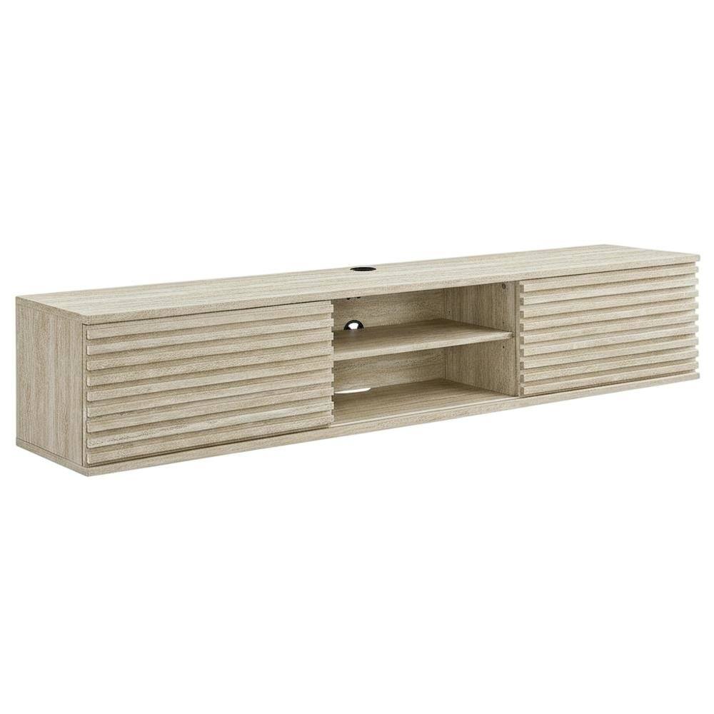 Back. FurniFact - Gray faux wall-mount media console, solid construction, 70-inch design - Gray.