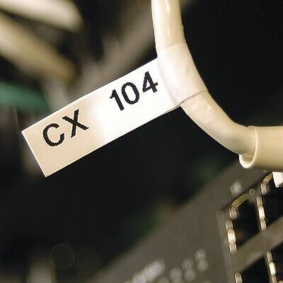 Left. DYMO - Rhino Industrial 18444 Vinyl Label Maker Tape, 1/2" x 18', Black on White (18444) - Black On White.