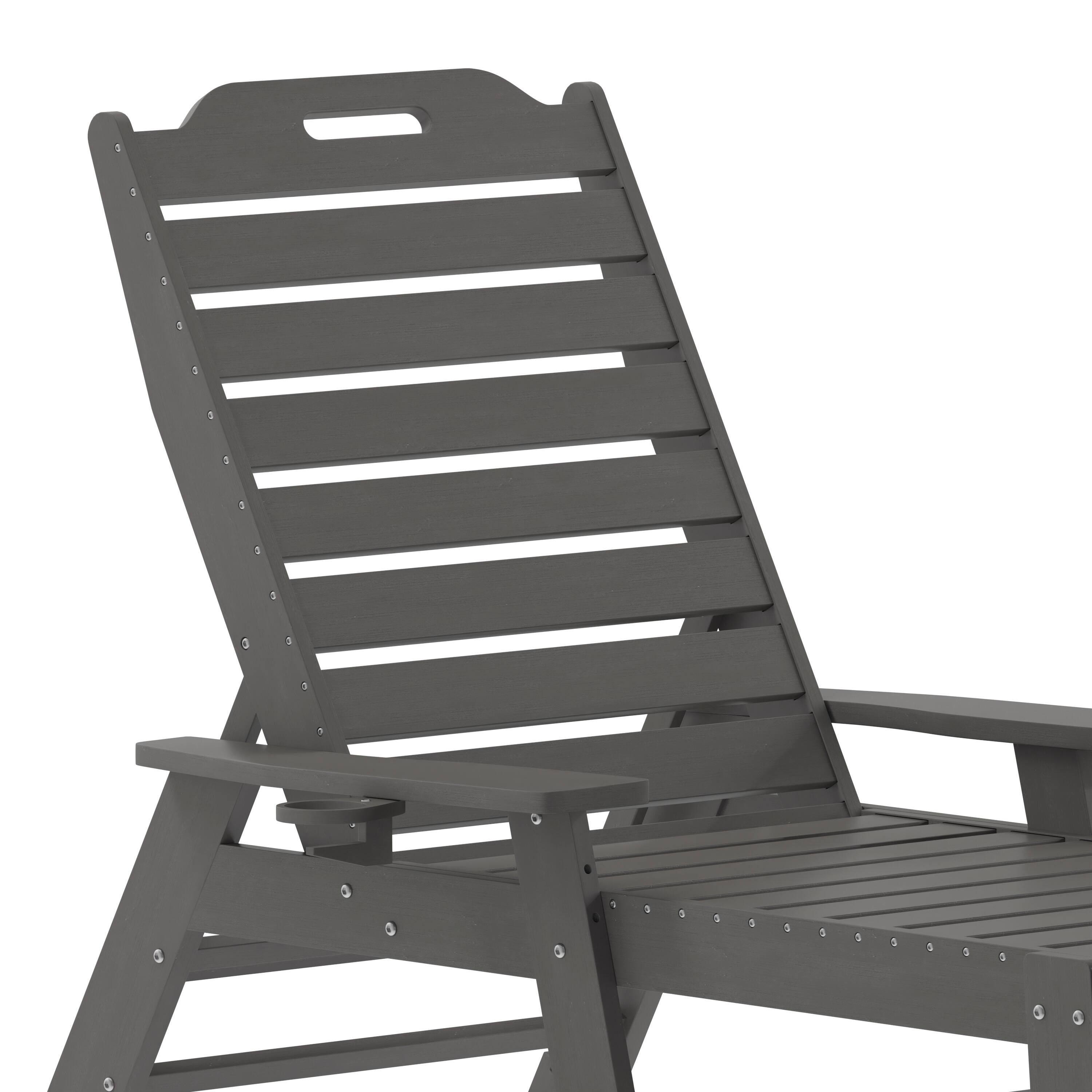 Alt View 10. Emma + Oliver - Ventura Poly Resin Adjustable Adirondack Lounger with Swivel Cup Holder for Indoor/Outdoor Use - Gray.