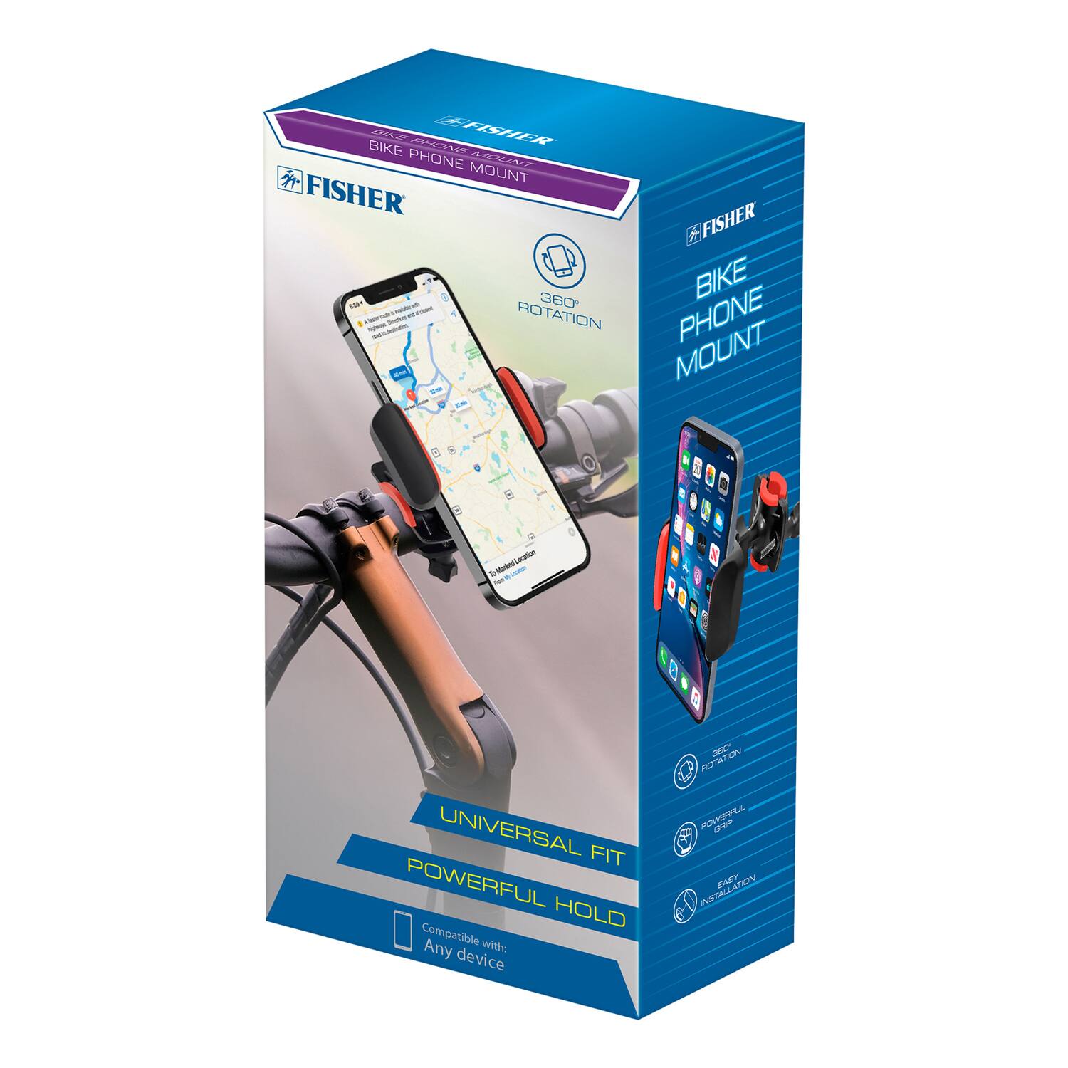 BIKE PHONE MOUNT FISHER

- 360° ROTATION
- UNIVERSAL FIT
- POWERFUL HOLD
- Compatible with Any device

FISHER BIKE PHONE MOUNT