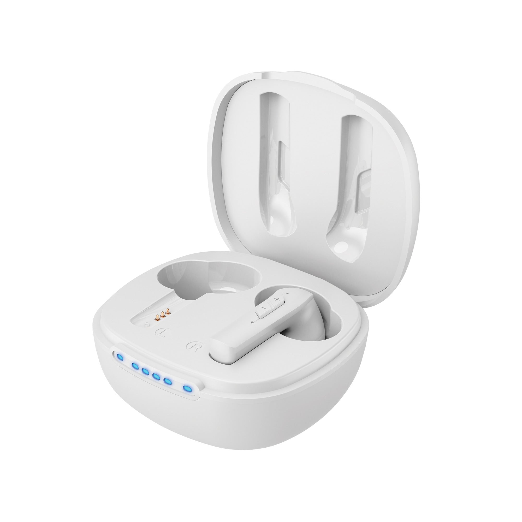 Angle. Harmonix - Elevate Self-Fitting OTC Hearing Aids - Rechargeable with Charging Case, Bluetooth Streaming, 4 Programs - White.