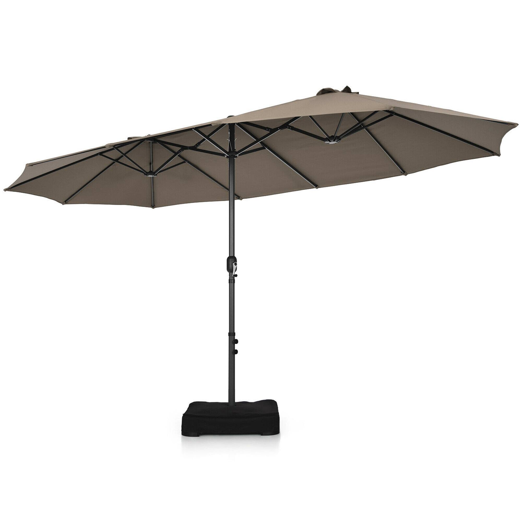 Alt View 1. Gymax - Gymax 15 ft Double-Sided Patio Umbrella Market Twin Umbrella w/ Enhanced Base Coffee - Coffee.