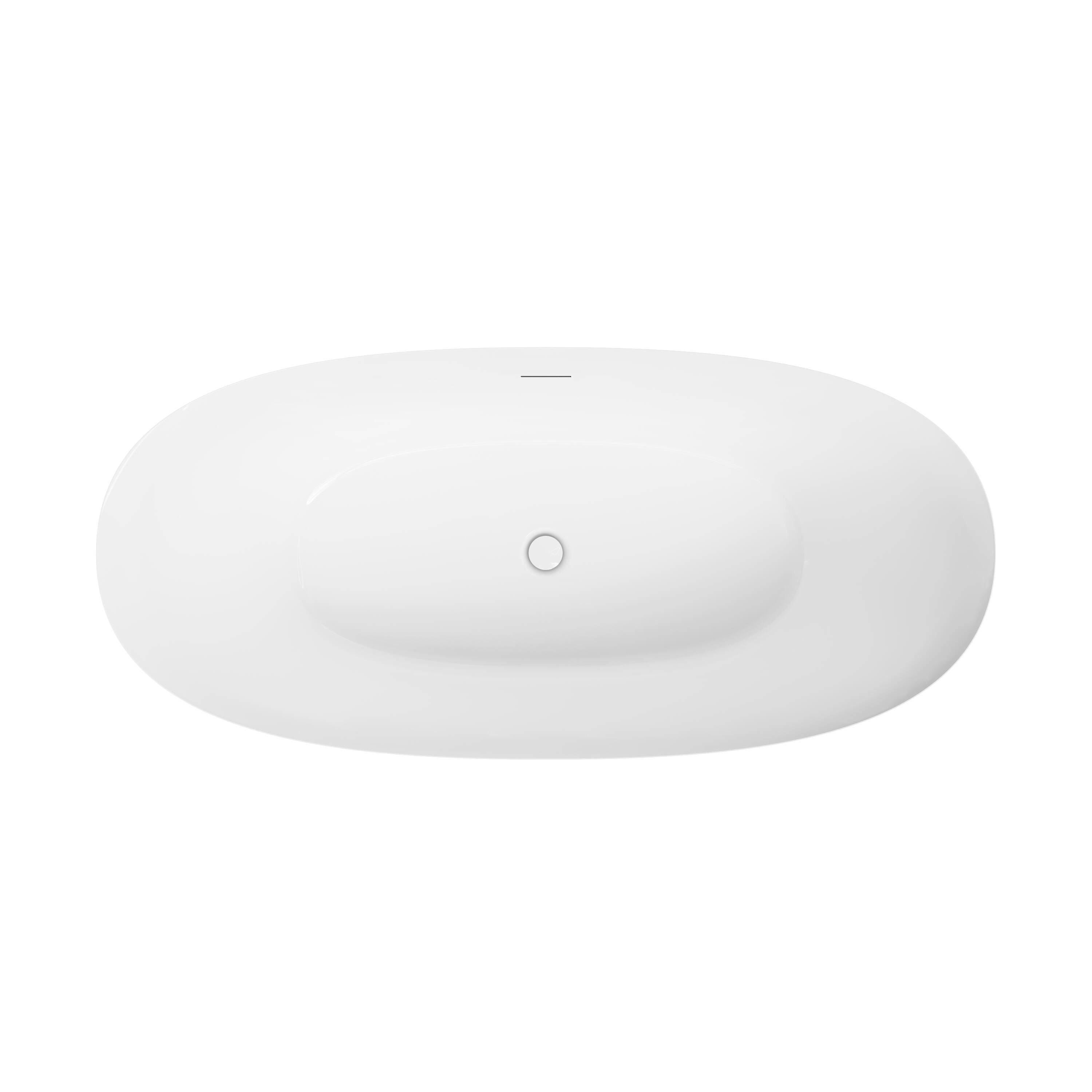 Alt View 10. WELLFOR - Villa 60 in. x 28.75 in. Acrylic Oval Freestanding Soaking Bathtub with Center Drain and Overflow - White.