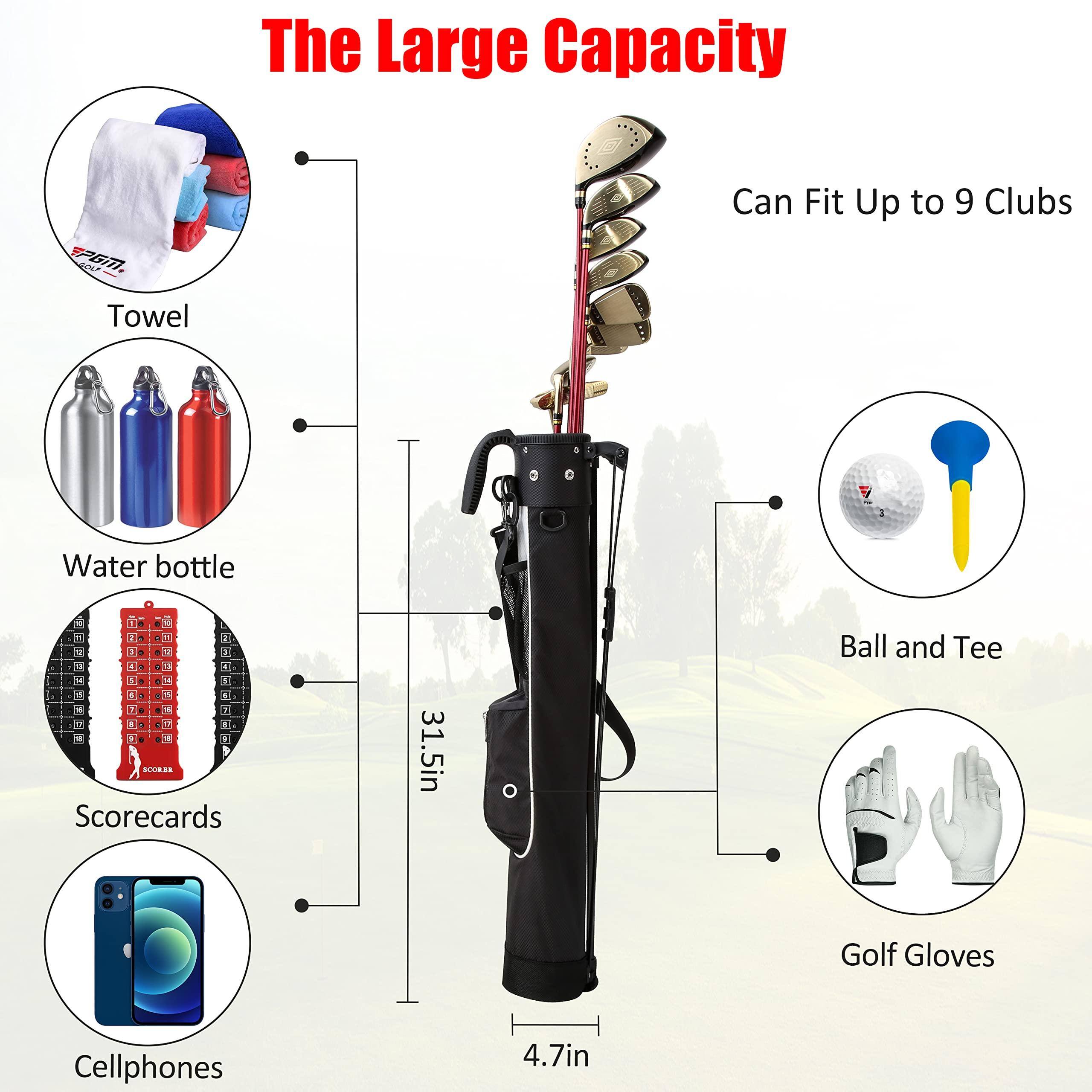 The Large Capacity

Can Fit Up to 9 Clubs

- Towel
- Water bottle
- Scorecards
- Cellphones
- Ball and Tee
- Golf Gloves

31.5in x 4.7in