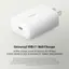 belkin Universal USB-C Wall Charger 0-50% charge in just 30 minutes for iPhone 0-50% charge in just 26 minutes for Galaxy Smartphones USB-C PD technology iPhone 8 later from 0-50% in 30 minutes charges or when paired with a USB-C cable with Lightning connector (not included). USB-C PD S20+ from 0-50% in 26 minutes technology charges Samsung Galaxy when paired with a USB-C to USB-C cable. Charge time varies with environmental factors; actual results will vary.