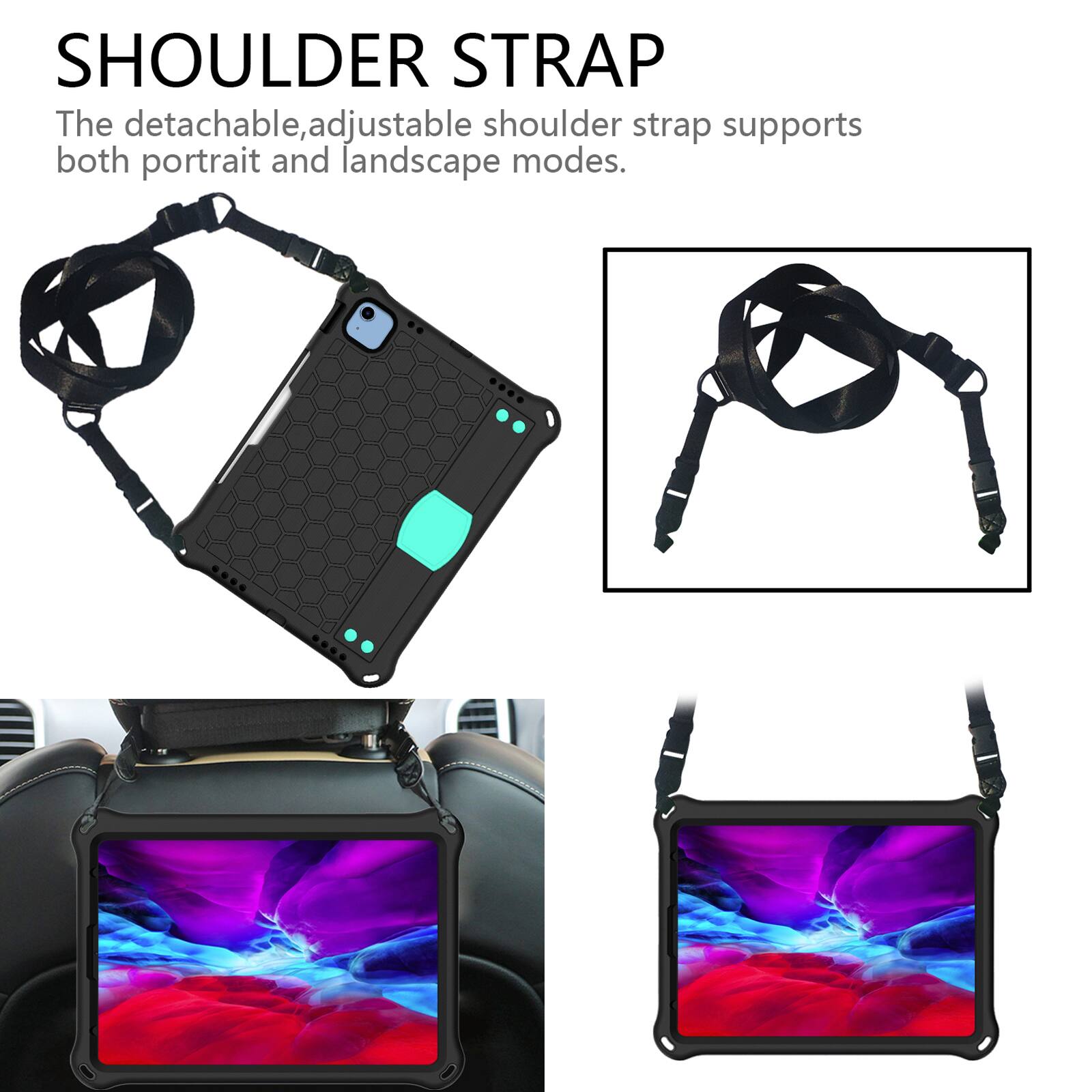 SHOULDER STRAP

The detachable, adjustable shoulder strap supports both portrait and landscape modes.