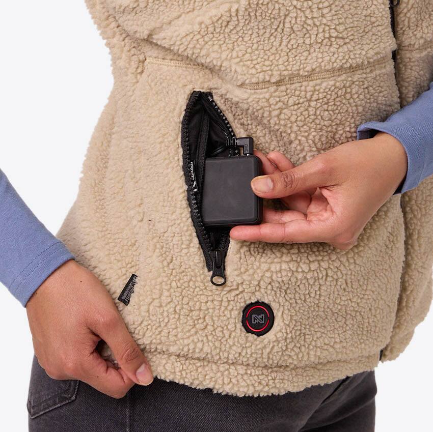 Alt View 6. Mobile Warming - Women's Upland Sherpa Heated Vest - Coffee.