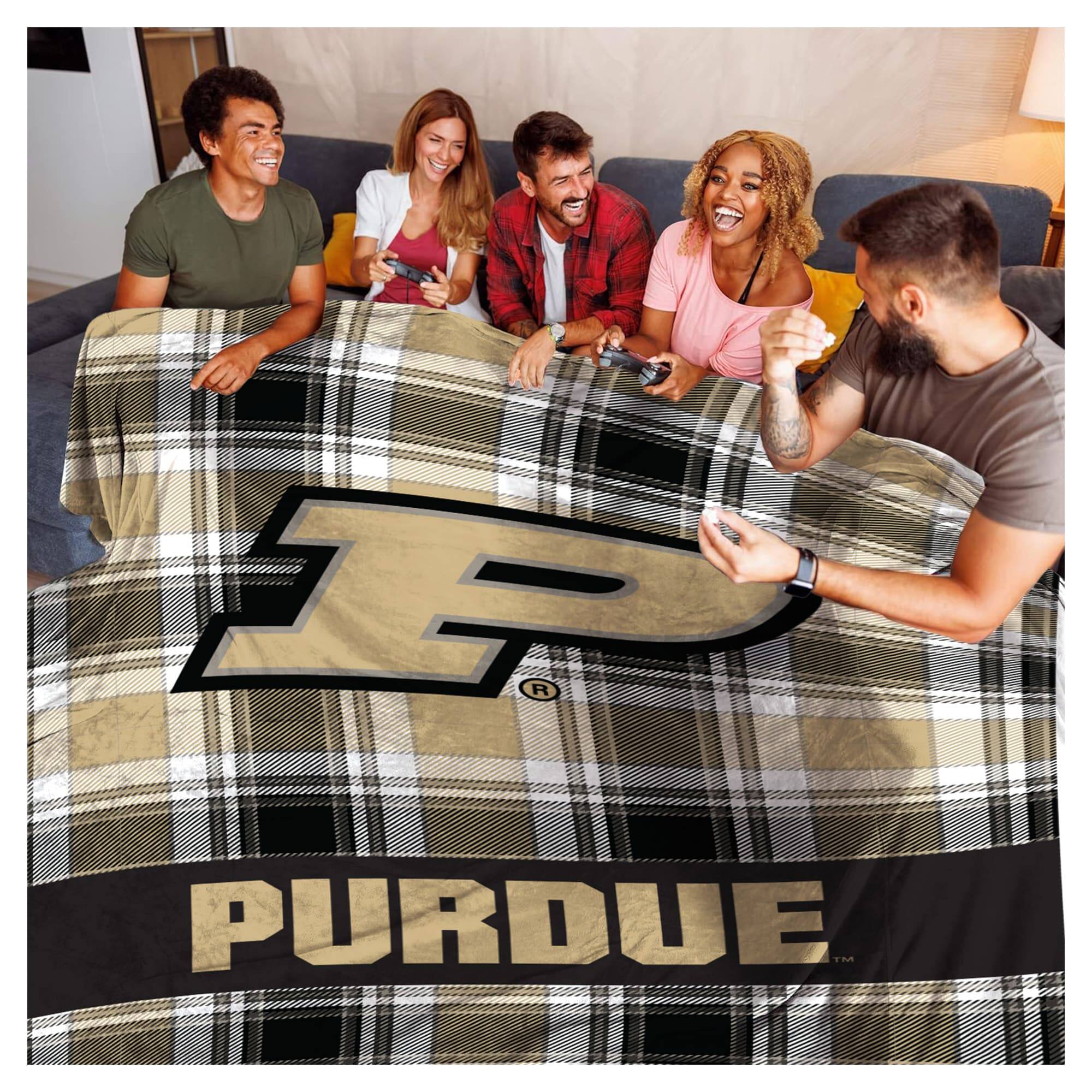 Alt View 1. Pegasus - Purdue Boilermakers 66" x 95" Oversized Plaid FAN-mily Ultra Cozy Blanket - Multicolor.