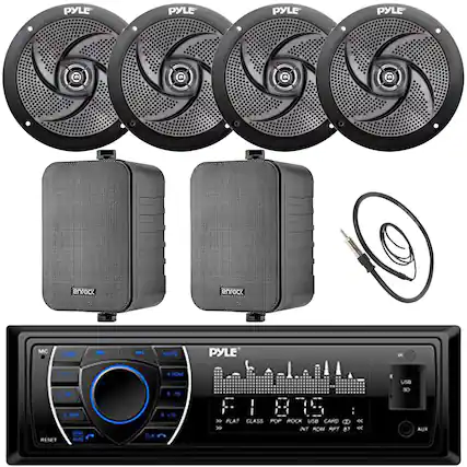 PYLE PYLE PYLE PYLE enrock enrock MIC UTE PYLE use 80 RESET : > FLAY CLASS POP ROCK use CARD < > NT ROM RPT 8Y < AUX